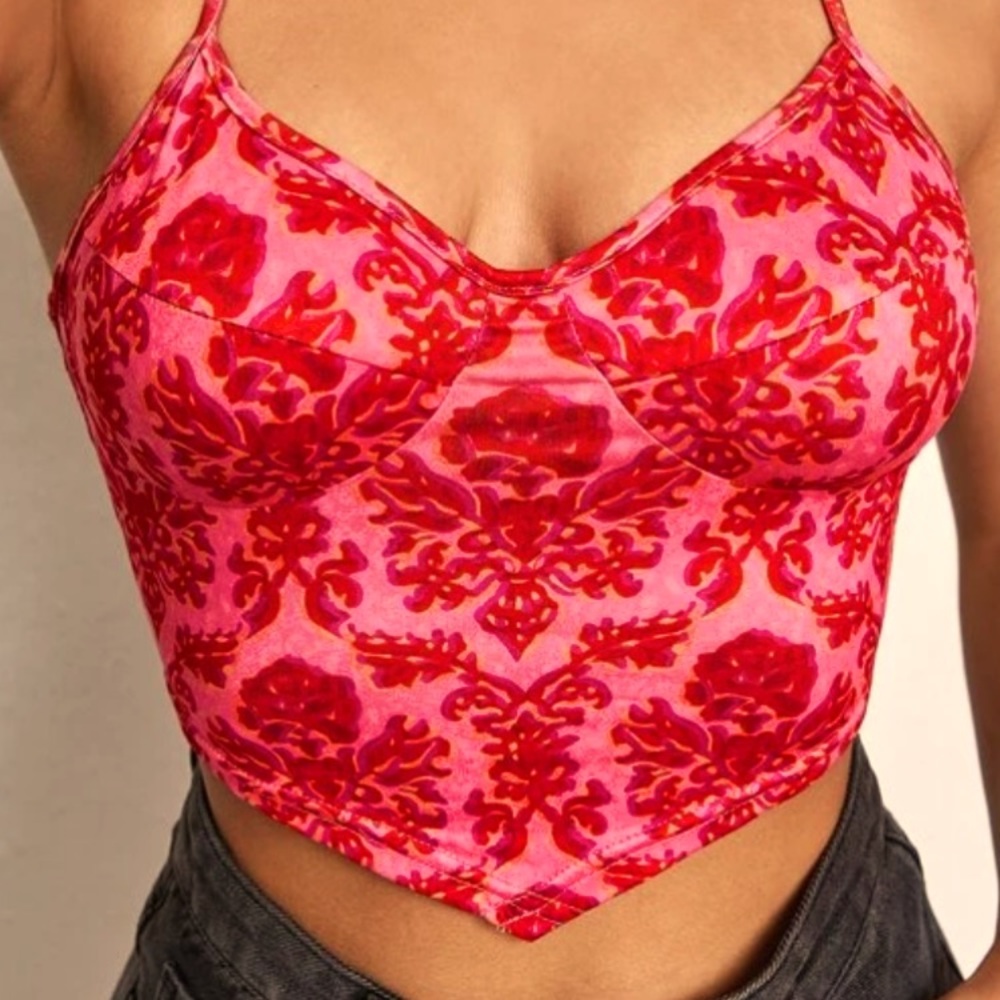Floral print, asymmetrical, hemp halter top